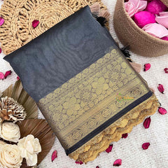 Vriksham Janhvi Kapoor Grey Organza Saree-Aari Work Border-Handloom-VS5023