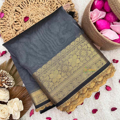 Vriksham Janhvi Kapoor Grey Organza Saree-Aari Work Border-Handloom-VS5023