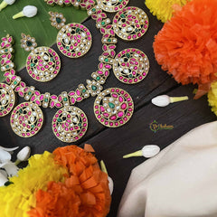 Vriksham Classic Red Peacock Chakri Kundan Jadau Choker-J3995