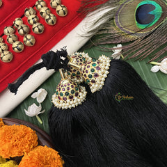 Vriksham Desginer Pearl Layer Kemp Gold Style Kunjalam-Red Green-Pearl-G19742