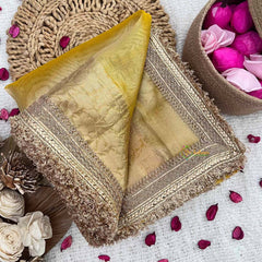 Vriksham  Janhvi Kapoor Mustard Yellow Organza Saree-Lace Border-Handloom-VS5040