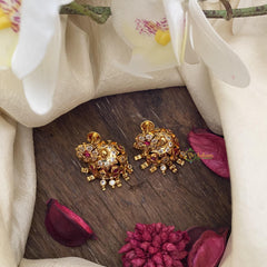 Designer AD Stone Jhumka-Red-G15476