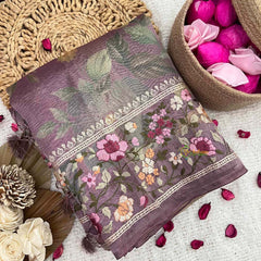 Vriksham Lavender Sita Ramam Floral Crush Organza Saree-Handloom-VS5031