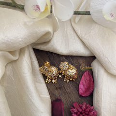 Elegant AD Stone Jhumka-White-G15480