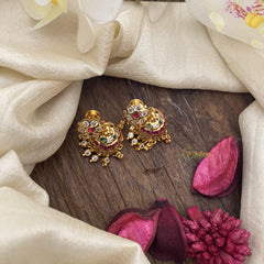 Elegant AD Stone Jhumka-Red Green-G15478