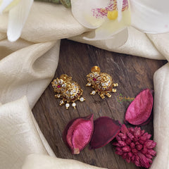 Elegant AD Stone Jhumka-Red-G15479