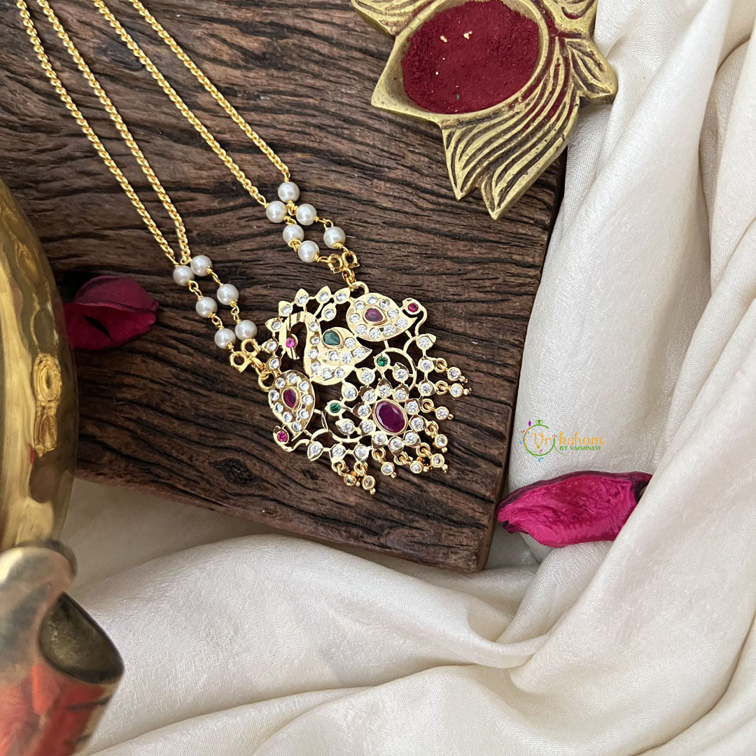 Vriksham Designer Peacock Gold Plated Neckpiece-Stone Bead-G18889