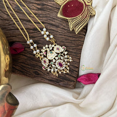 Vriksham Designer Peacock Gold Plated Neckpiece-Stone Bead-G18889