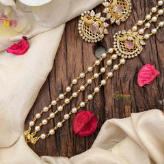 Gold look alike Pearl High Neck Choker-Peacock -White-G6017