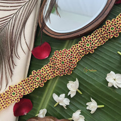Vriksham Traditional Kemp Gold Look Floral Style Hipbelt-Red Green-G19682