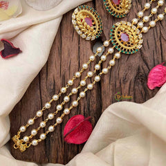 Gold look alike Pearl High Neck Choker-Branch-Red Green-G6016