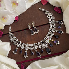 Premium Purple Victorian Diamond Neckpiece-Tear Drop-VV1851