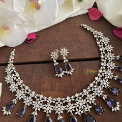 Premium Purple Victorian Diamond Neckpiece-Tear Drop-VV1851