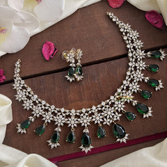 Premium Green Victorian Diamond Neckpiece-Tear Drop-VV1849