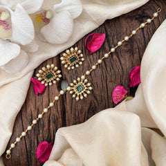 Vriksham Gold-Plated Emerald & Signal Line Pearl Choker Neckpiece-G21784