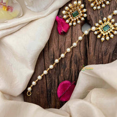 Vriksham Gold-Plated Emerald & Signal Line Pearl Choker Neckpiece-G21784