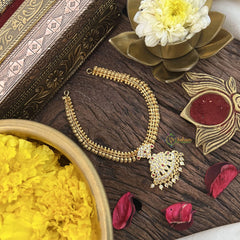 Vriksham Traditional White Red Tanmani Neckpiece-G18857