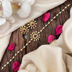 Vriksham Ruby Red Kemp Stone & Pearl Sunburst Choker Neckpiece-G21786