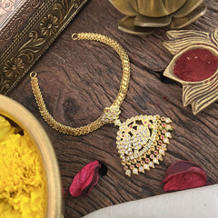 Vriksham Attigai Diamond Neckpiece-White Red-G18860