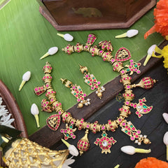 Vriksham Thiruman With Shank Kundan Jadau Gold Bead Drops & Pearls Choker Neckpiece-J4004