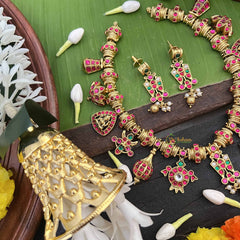 Vriksham Thiruman With Shank Kundan Jadau Gold Bead Drops & Pearls Choker Neckpiece-J4004