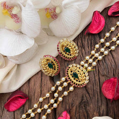 Gold look alike Pearl High Neck Choker-Leaf Branch-G4034