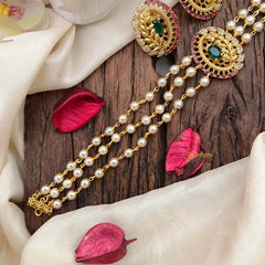 Gold look alike Pearl High Neck Choker-Leaf Branch-G4034