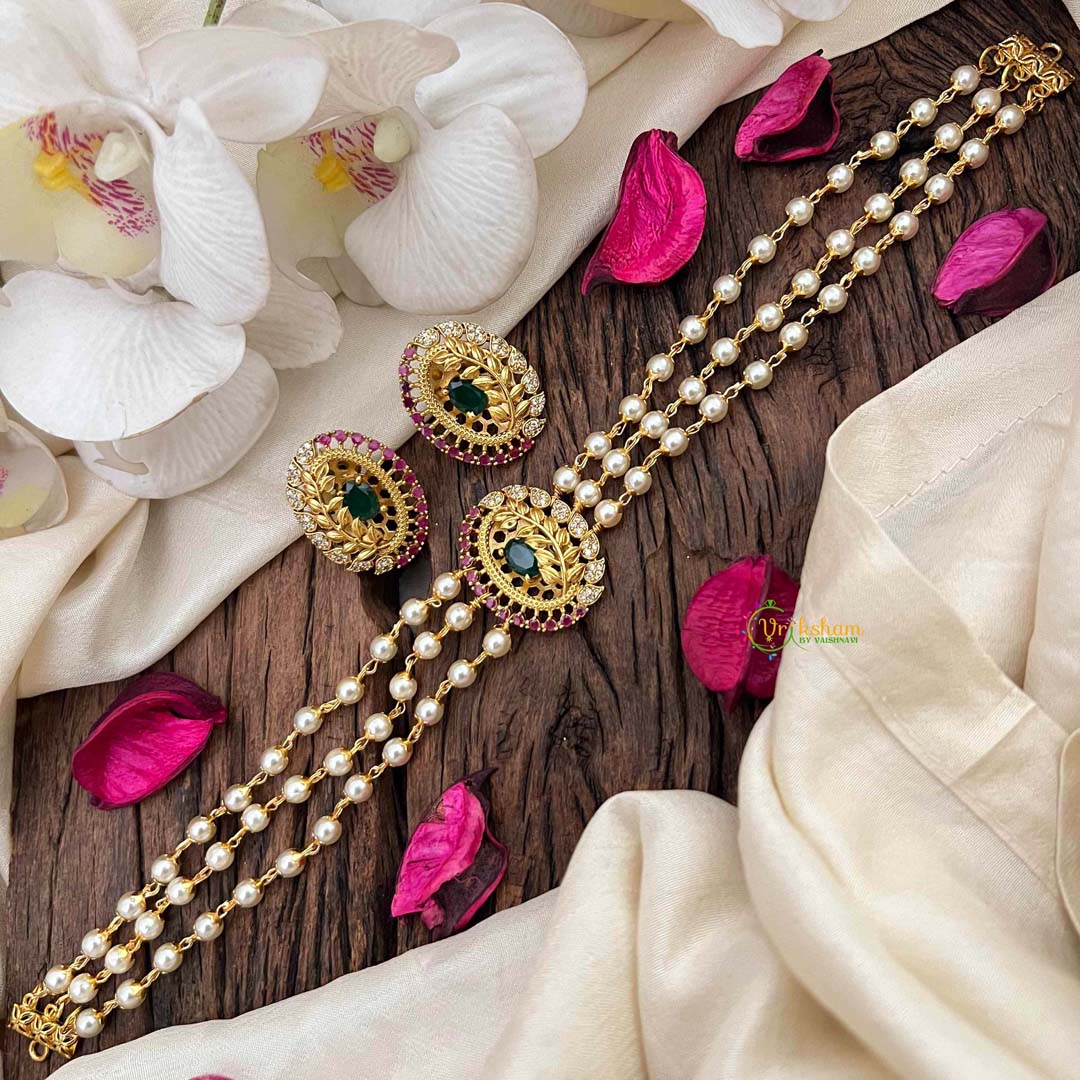 Gold look alike Pearl High Neck Choker-Leaf Branch-G4034