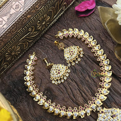Vriksham Designer Temple Choker-Stone Bead-Red-G18885
