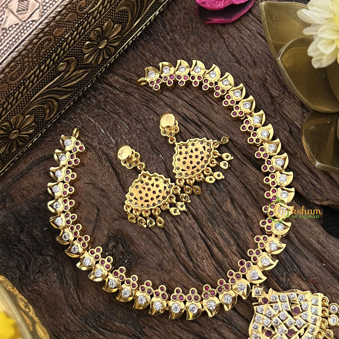 Vriksham Designer Temple Choker-Stone Bead-Red-G18885