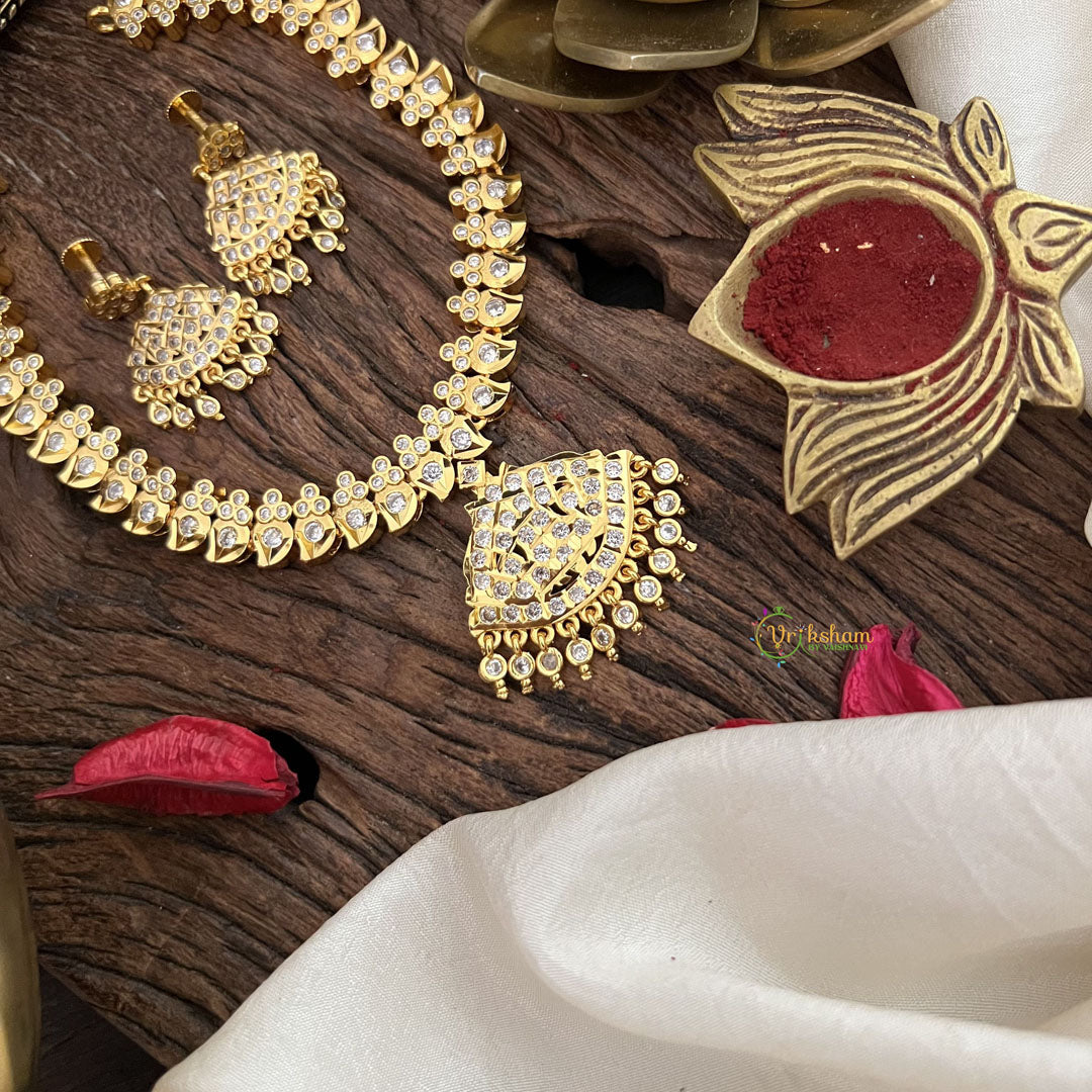 Vriksham Designer Temple Choker-Stone Bead-White-G18883