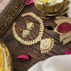 Vriksham Designer Temple Choker-Stone Bead-White-G18883