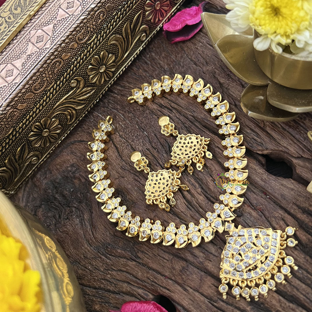 Vriksham Designer Temple Choker-Stone Bead-White-G18883