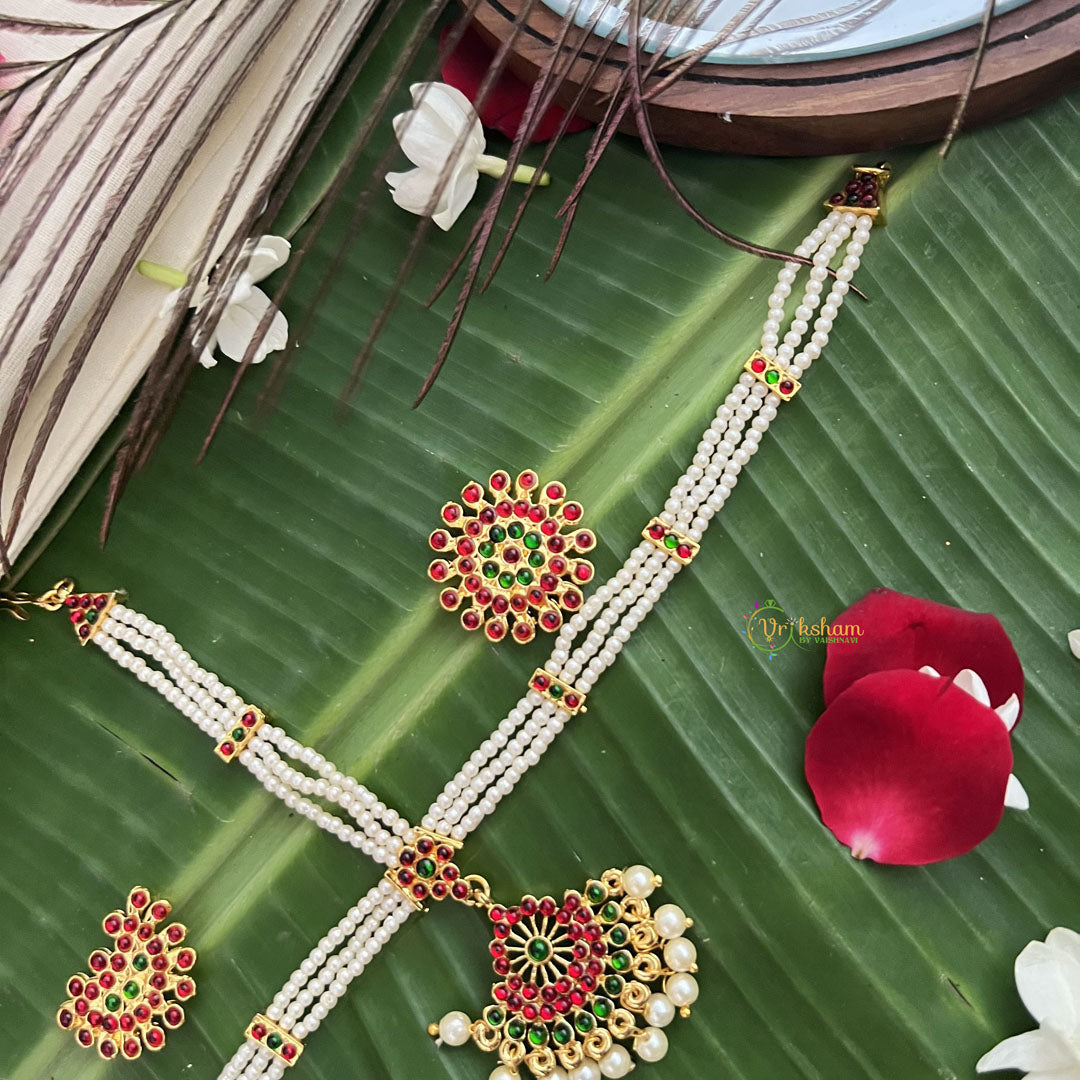 Vriksham Traditional Kemp Pearl Tikka With Chandran Suriyan-Red Green-G19650