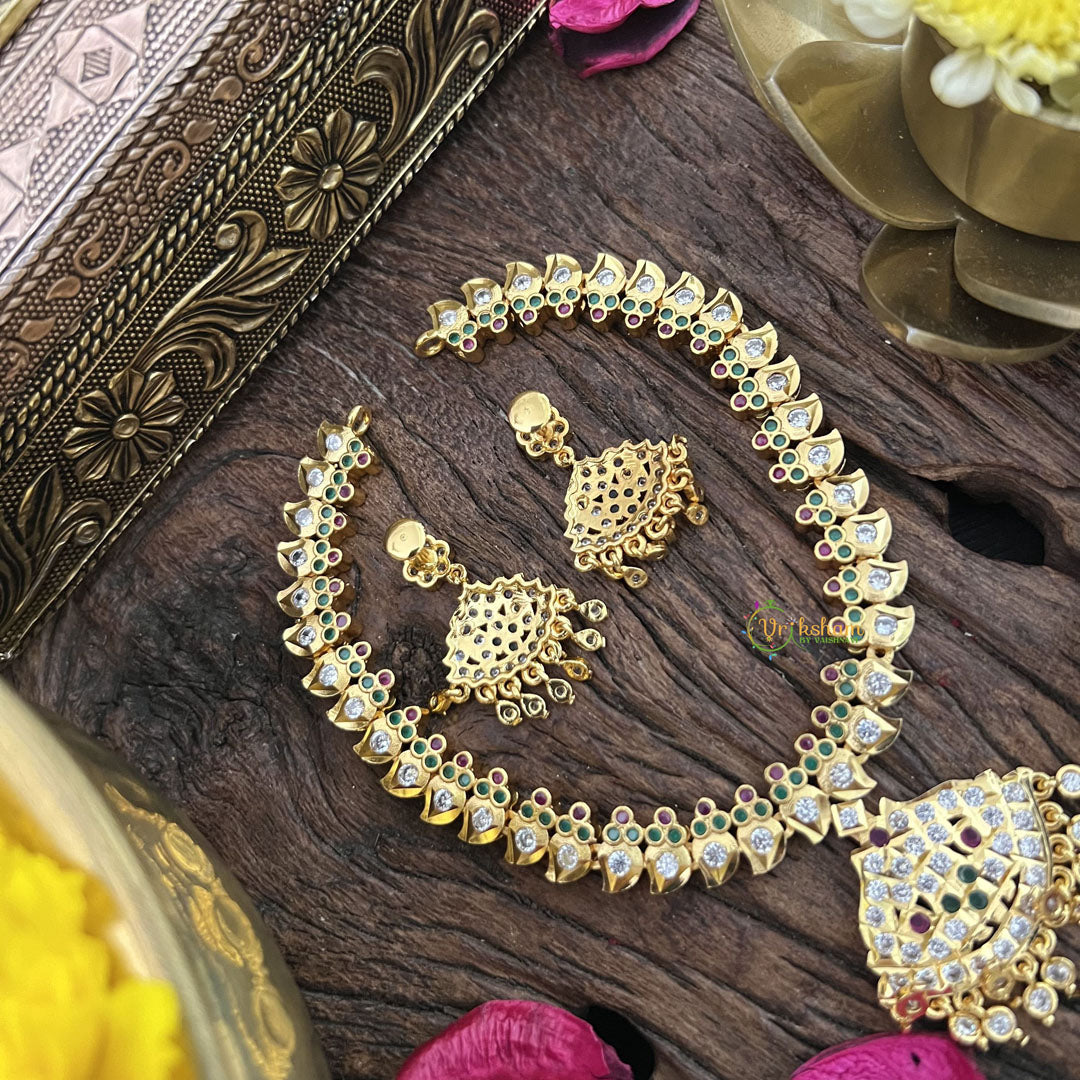 Vriksham Designer Temple Choker-Stone Bead-Green-G18884