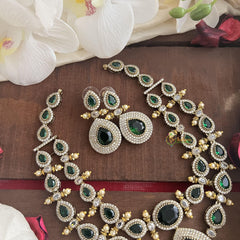 Layered Green Victorian Diamond Neckpiece-Tilak-VV1834