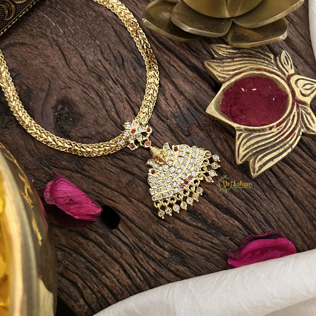 Vriksham Designer Gold Plated Neckpiece-Stone Bead-Red-G18888