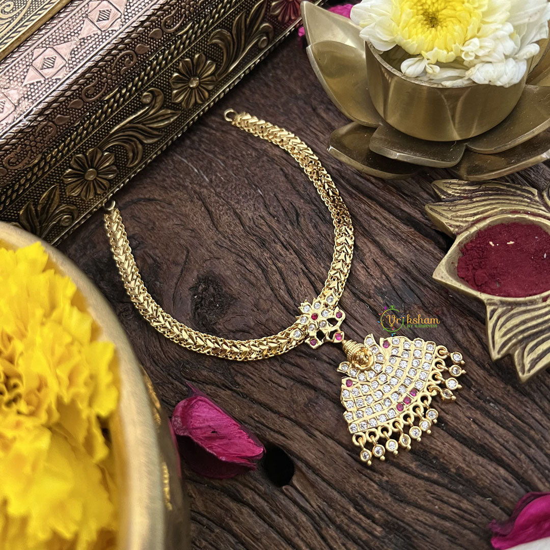 Vriksham Designer Gold Plated Neckpiece-Stone Bead-Red-G18888