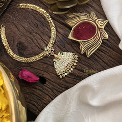 Vriksham Designer Gold Plated Neckpiece-Stone Bead-Green-G18887