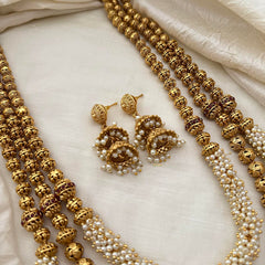 Premium Cluster Pearl Beaded 3 Layered Malai-G13374