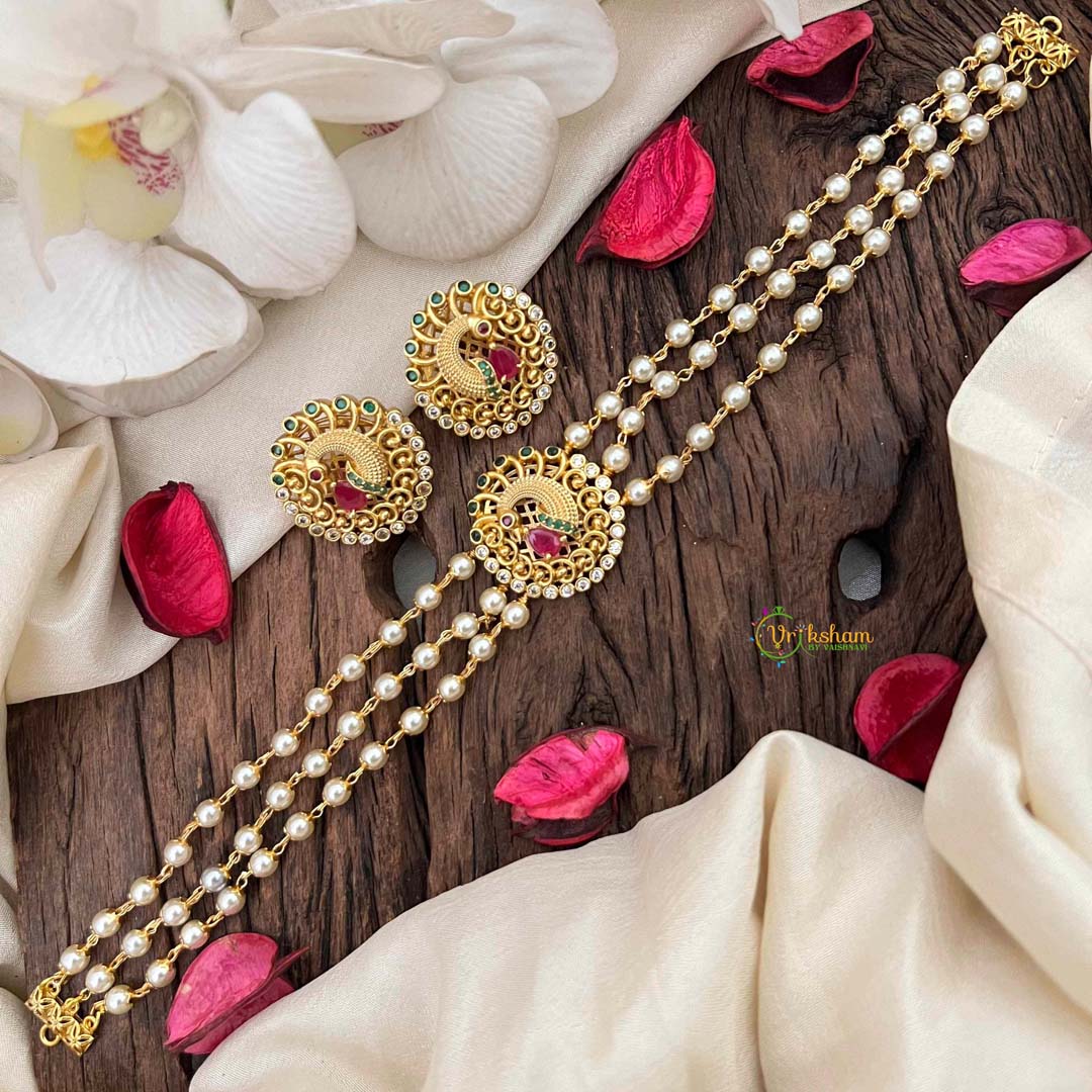 Gold look alike Pearl High Neck Choker-Peacock-Red Green White-G6018