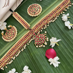 Vriksham Traditional Kemp Gold Plated Moon Tikka With Chandran Suriyan-Pearl-G19634