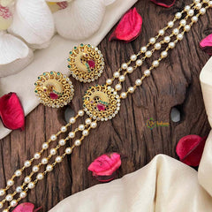 Gold look alike Pearl High Neck Choker-Peacock-Red Green White-G6018