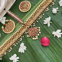 Vriksham Traditional Kemp Gold Plated Mango Tikka With Chandran Suriyan-Pearl-G19633