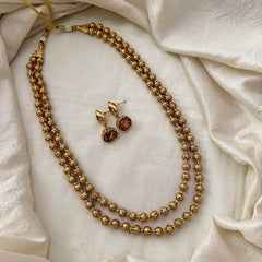 Simple Gold Look Alike Beaded Malai-2 Layer-G13370