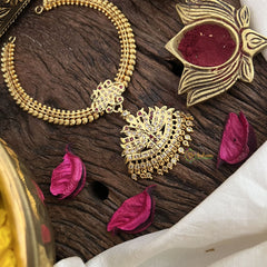 Vriksham Traditional White Red Stone Impon Attigai Neckpiece-G18854