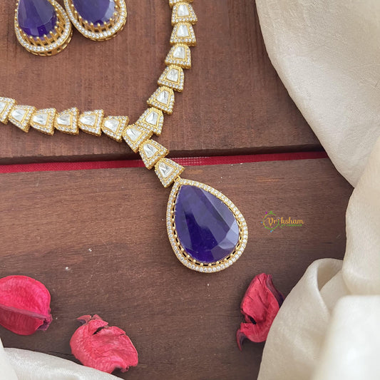 Trendy Purple Victorian Diamond Neckpiece-Tilak-VV1828