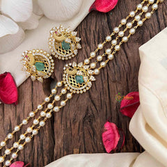 Gold look alike Pearl High Neck Choker-Peacock -Pastel Green-G6021