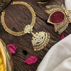 Vriksham Traditional Peacock Impon Neckpiece-Stone Bead-G18876