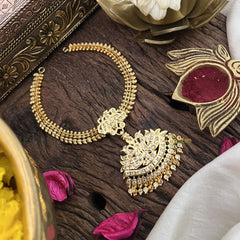 Vriksham Traditional Peacock Impon Neckpiece-Stone Bead-G18876